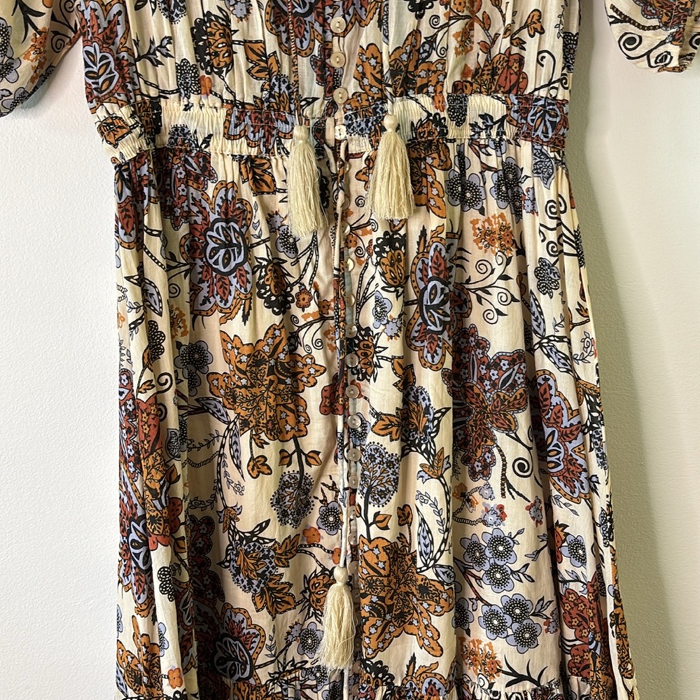 NWT Anthropologie Cotton Chicks Flowy Floral Peasant Sleeve Maxi Dress Small - Picture 8 of 11